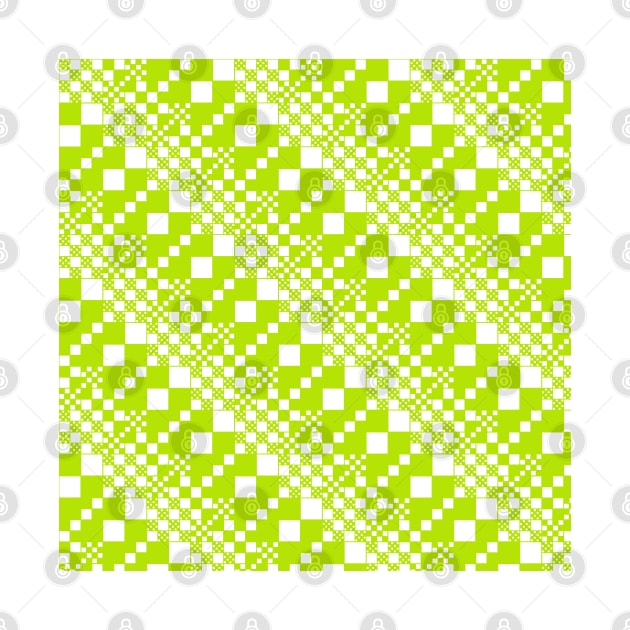 Checked, Checks - Lime Green and White by LAEC