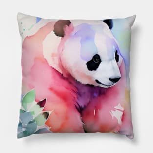 Panda Watercolor Portrait 1 Pillow