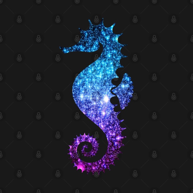 Teal and Purple Ombre Faux Glitter Seahorse by Felicity-K