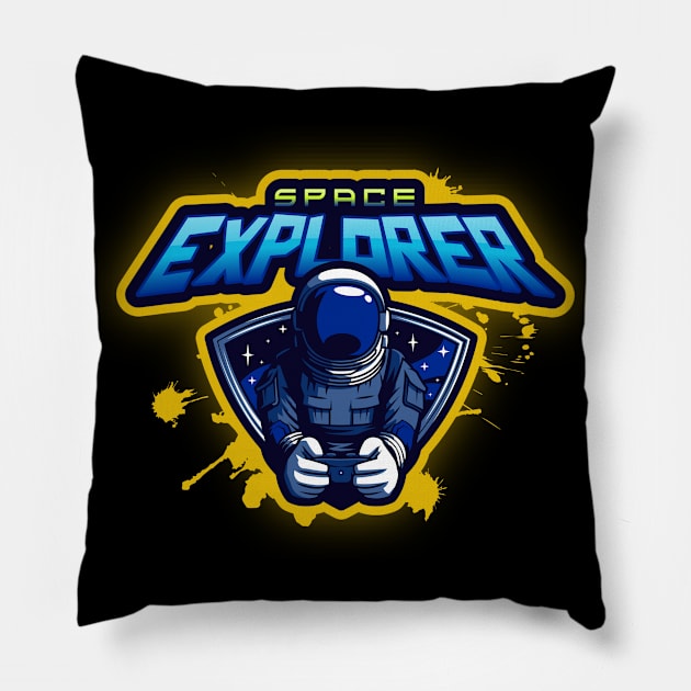 Space Explorer Astronaut Galaxy Final Frontier Seeker Pillow by Naumovski