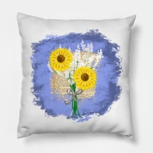Bookish Sunflowers with Baby's Breath Pillow