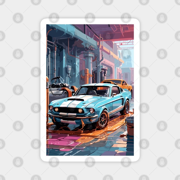 Classic American Shelby Blue Muscle Car Magnet by VENZ0LIC