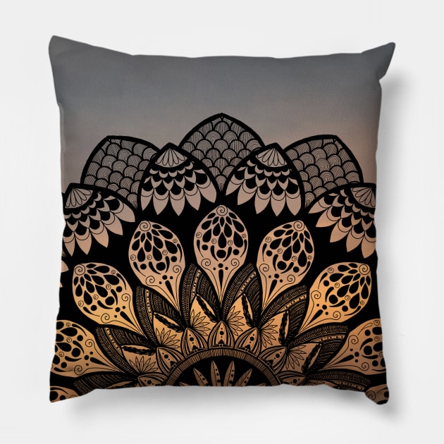 Mandala The Sunrise Series 002 Pillow by abcdefgrace