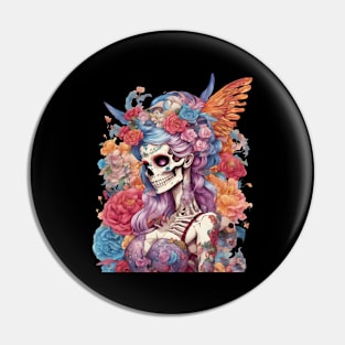 Dead Girl Skull Tattoo Pin