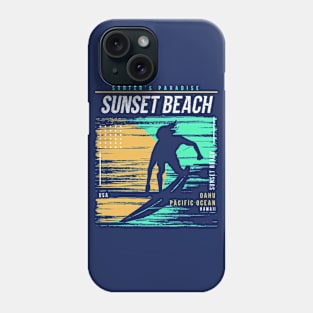 Retro Surfing Sunset Beach Oahu Hawaii // Vintage Surfer Beach // Surfer's Paradise Phone Case