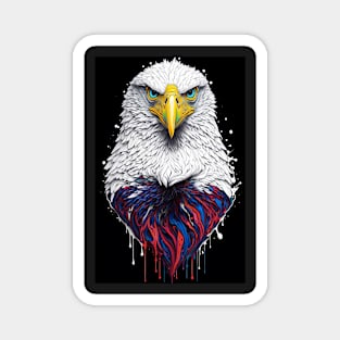 Splash Art of a Patriotic Bald Eagle in American Red White and Blue Colors Magnet