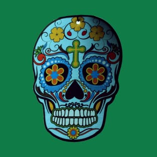 Blue Flowery Sugar Skull T-Shirt