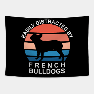 Easily Distracted By French Bulldogs - White Text Tapestry