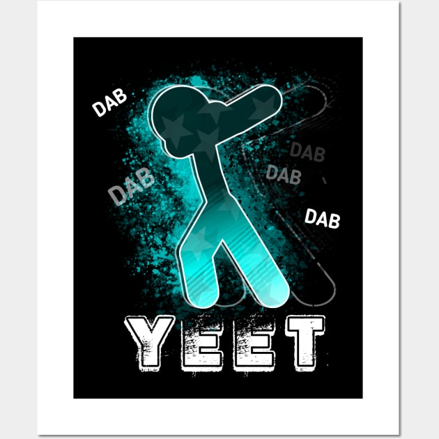 Yeet Dab - Dabbing Trendy Dance Emote Meme - Autumn Fall Kids Teens -  Stickman - Light Blue - Kids Fashion - Sticker