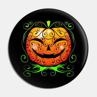 Pumpkin With Ornaments For Halloween Pin