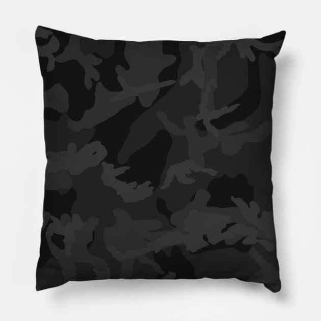 Midnight Dark Camouflage Camo Pattern Gift Pillow by HCMGift