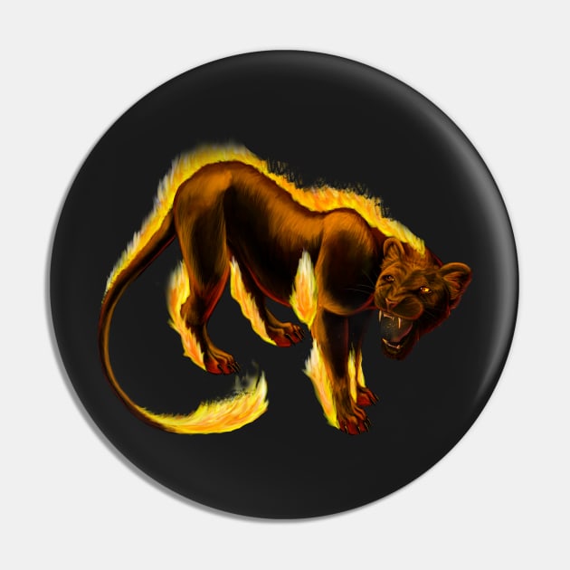 Fire Lioness Pin by Unicornarama