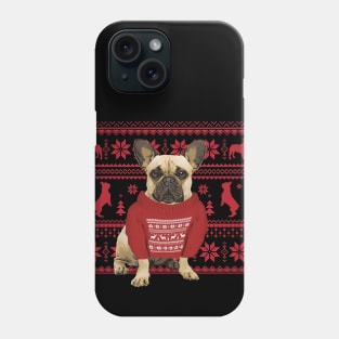 French Bulldog Frenchie and red Christmas sweater Phone Case