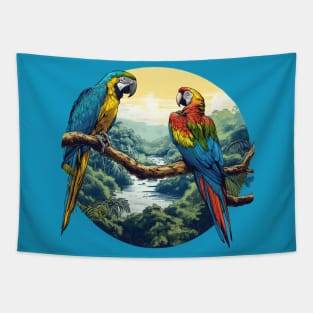 Exotic Colorful Parrots Tapestry