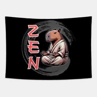 Capybara Zen Master / Funny Cute Animal / Enso Zazen Buddhist Meditation Monk / Buddhism / Humor Tapestry