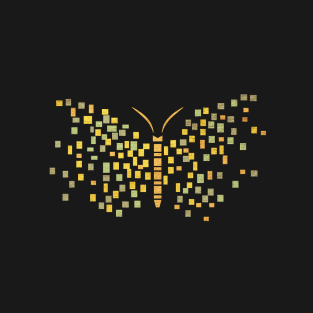 Pixelated Golden butterfly Pixel art T-Shirt