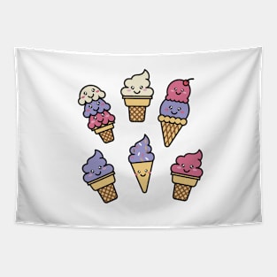 Kawaii Ice Cream Pattern Tapestry