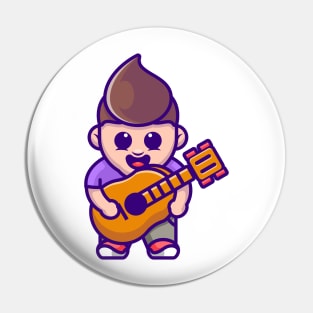 Cute boy playing guitar cartoon Pin