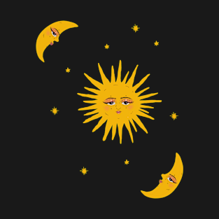 Sun moon and stars celestial night sky T-Shirt