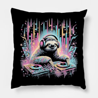 Sloth Wearing Headphones Music  Turntables Pillow