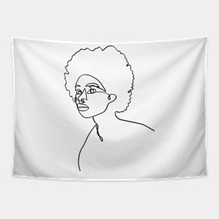 Black girl one line art Tapestry