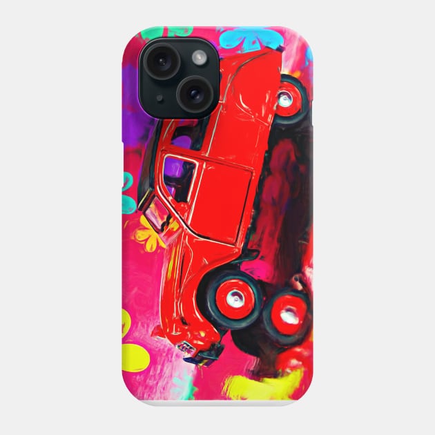 Red 2CV surrealism Phone Case by DeVerviers