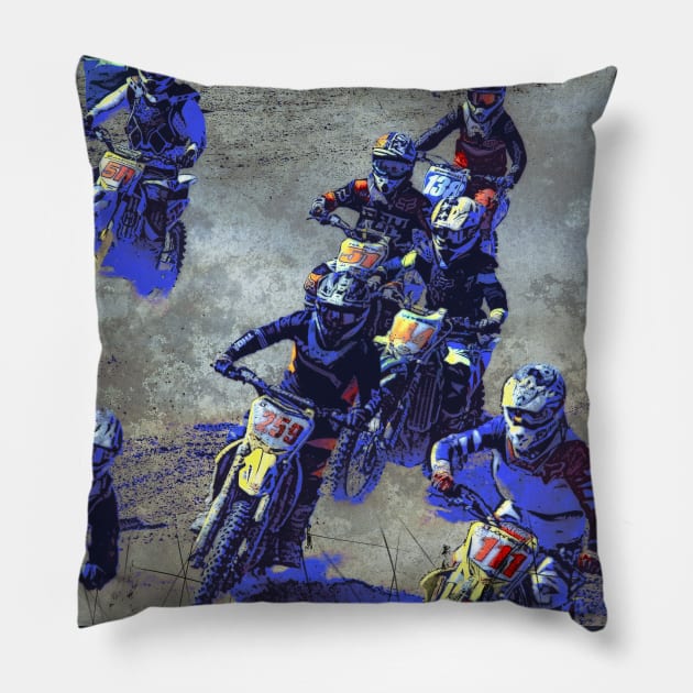 Let's Race - Motocross Racers Pillow by Highseller