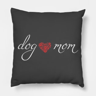 Dog Mom Red Paw Print Heart Pillow