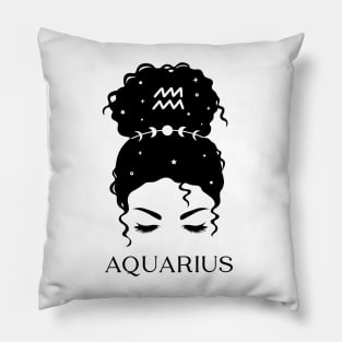 Messy Bun Celestial Queen: Aquarius Zodiac Sign Pillow