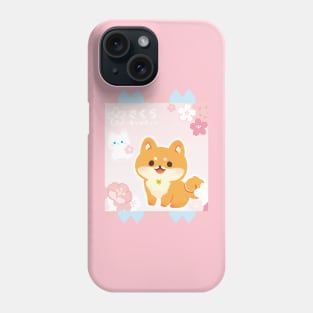 shiba sakura japan spring kawaii pink flower cherry blossoms candy Phone Case