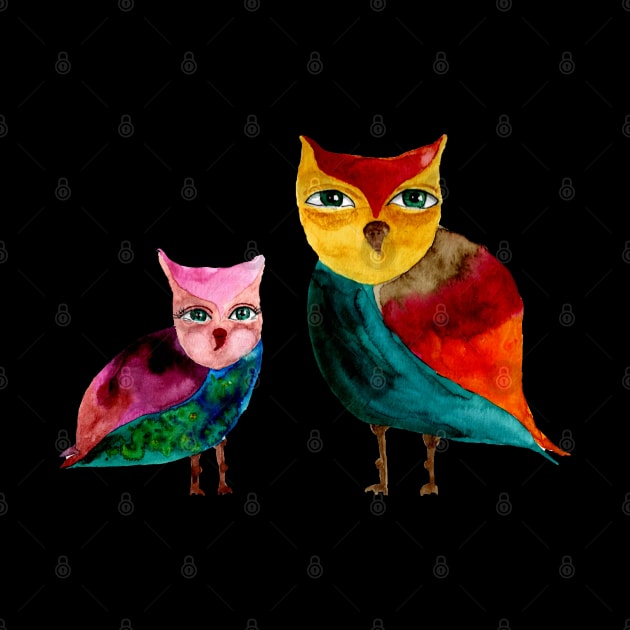 Green Eyed Owls by Anitra's Unique Designs