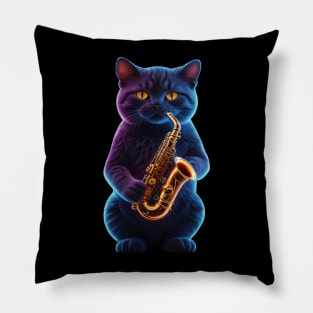 Saxophone Cat Pillow