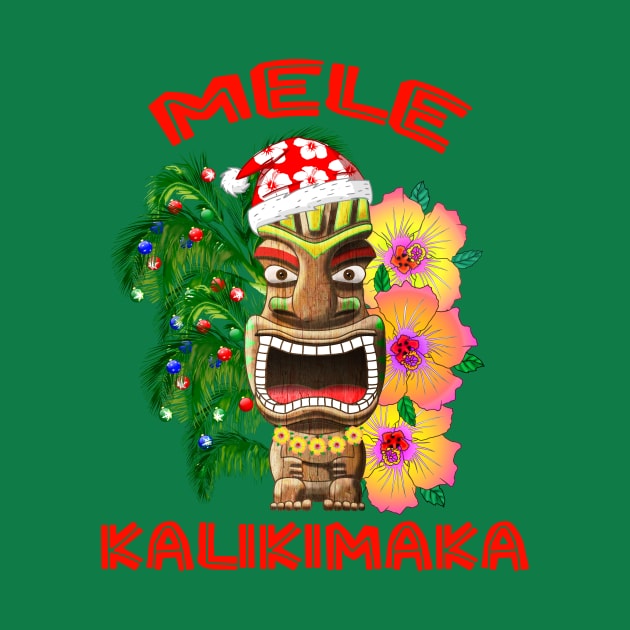 Mele Kalikimaka Hawaiian Tiki Merry Christmas by macdonaldcreativestudios