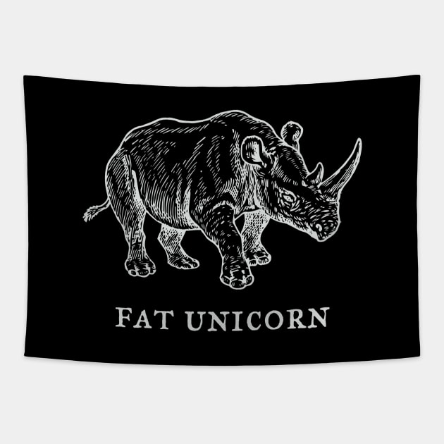 Rhino  - Fat Unicorn D Tapestry by karutees