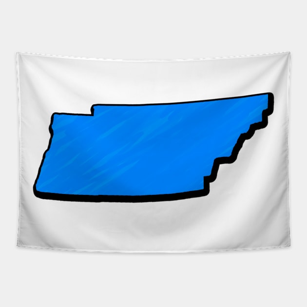 Bright Blue Tennessee Outline Tapestry by Mookle