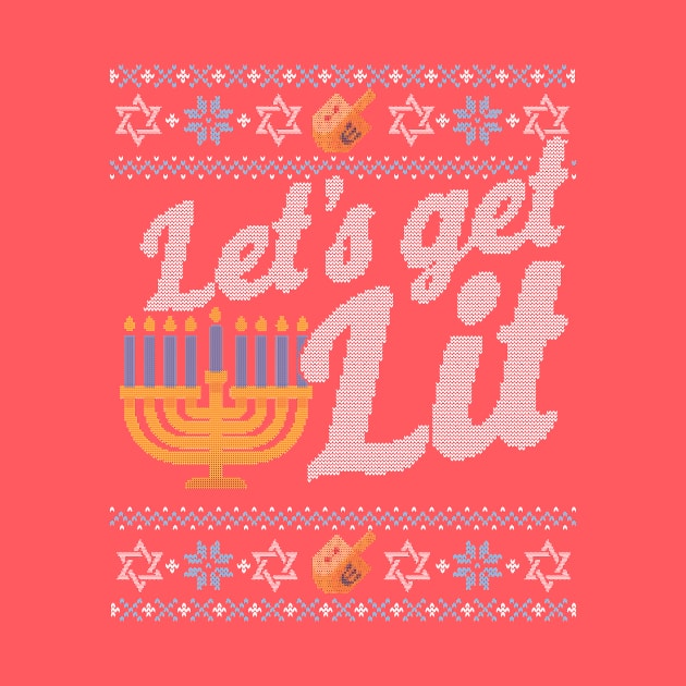 Funny Ugly Hanukkah Sweater, Let's Get Lit Menorah by HolidayoftheWeek