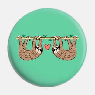 Sloth Couple Hanging Together Pin