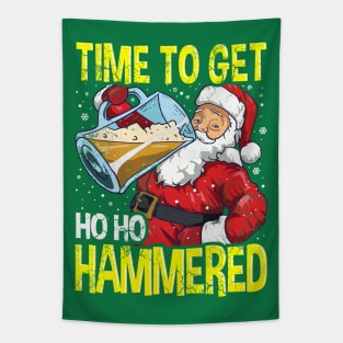 Santa Claus Time To Get Ho Ho Hammered Beer Drinking Tapestry