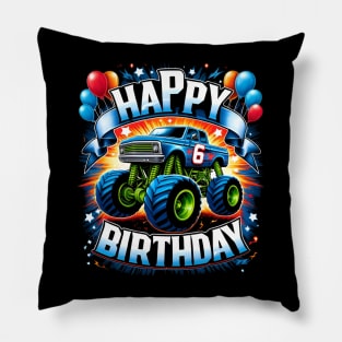 Birthday Boy 6 Years - Ultimate Monster Truck Party (possibility of personalization with name) Pillow