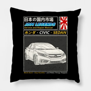 Nippon Honda Civic Sedan Car Manual Book Cover Pillow