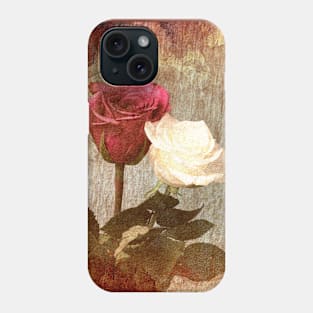 A painting of two Roses and their reflection in water with copy space. Phone Case