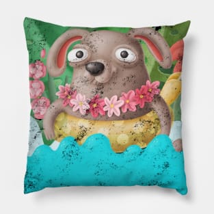 Cute puppy in ocean Pillow