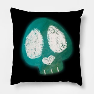 Creepy gothic skull - green white Pillow