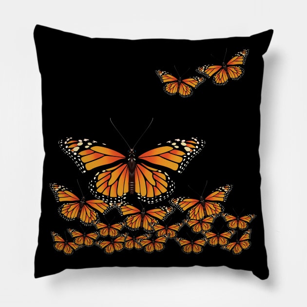 Monarch Butterflies Assemble! Pillow by Ricogfx