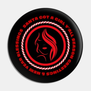 Santa Girl Christmas Peppermint Pin