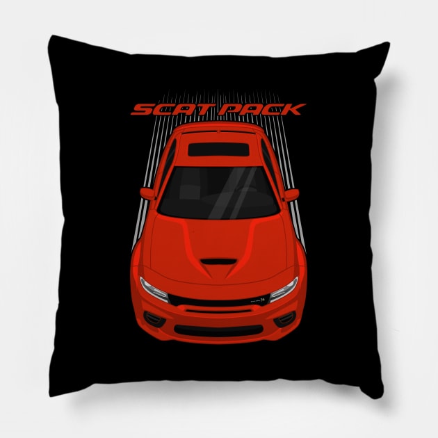 Dodge Charger Scat Pack Widebody - Go Mango Orange Pillow by V8social