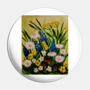 wild abstract mixed flowers in the field Pin