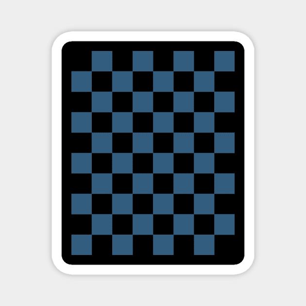 Pacific Blue and Black Chessboard Pattern Magnet by californiapattern 