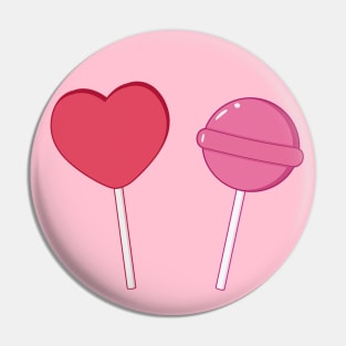 Heart and bubblegum lollipops Pin