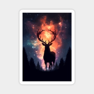 Nature Deer and Galaxy Cosmos Magnet